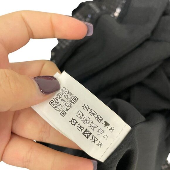 Zara Womens Long Dress Large Black Sequined Long Sleeve High Neck 4772/252 NWOT - Picture 6 of 16